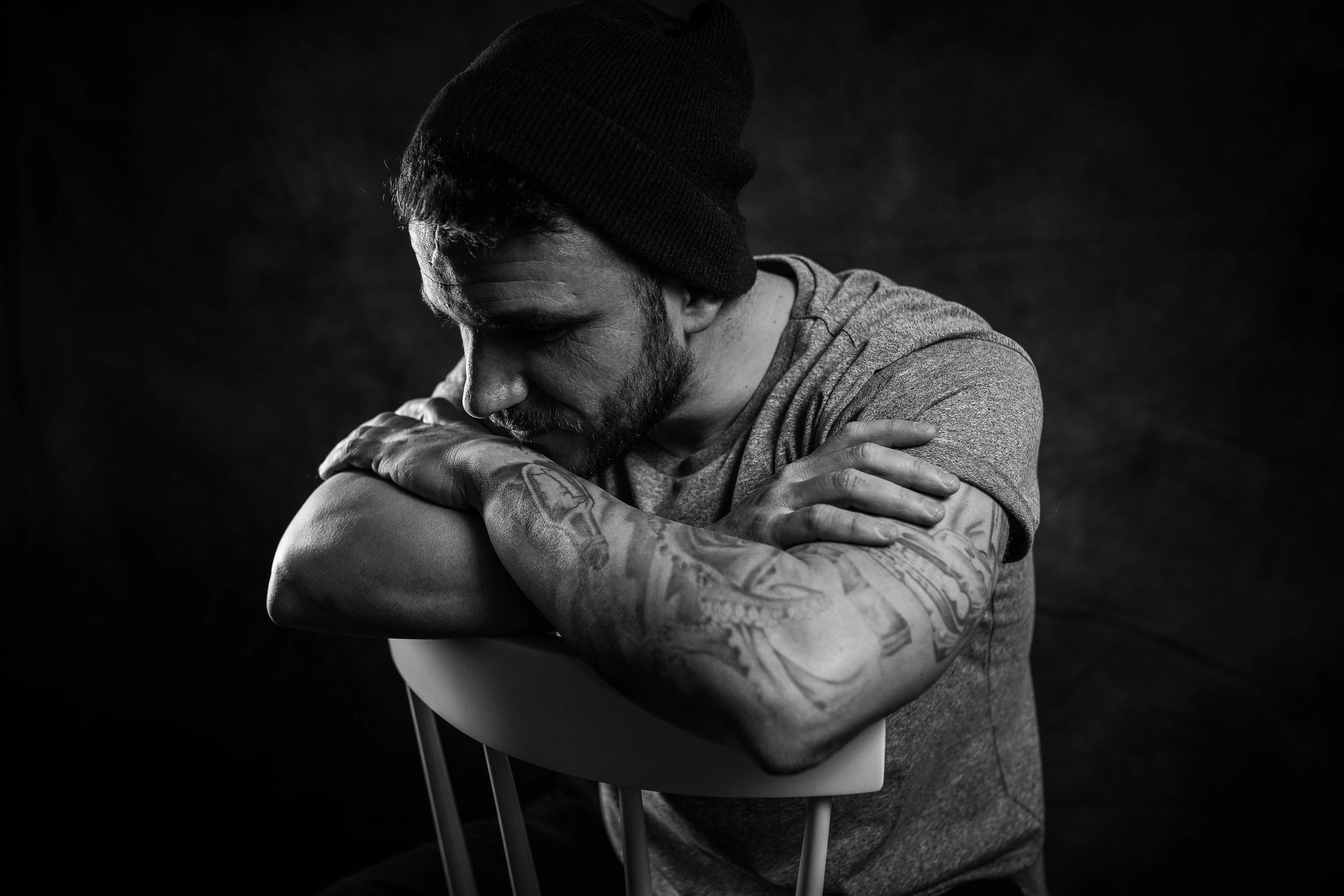 tattoo artist portrait black and white
