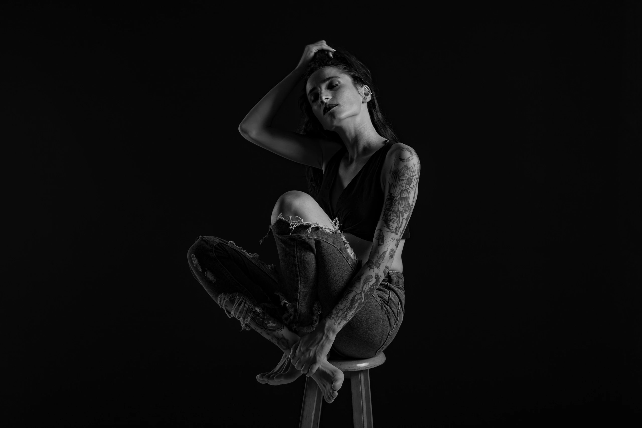 tattoo artist portrait black and white