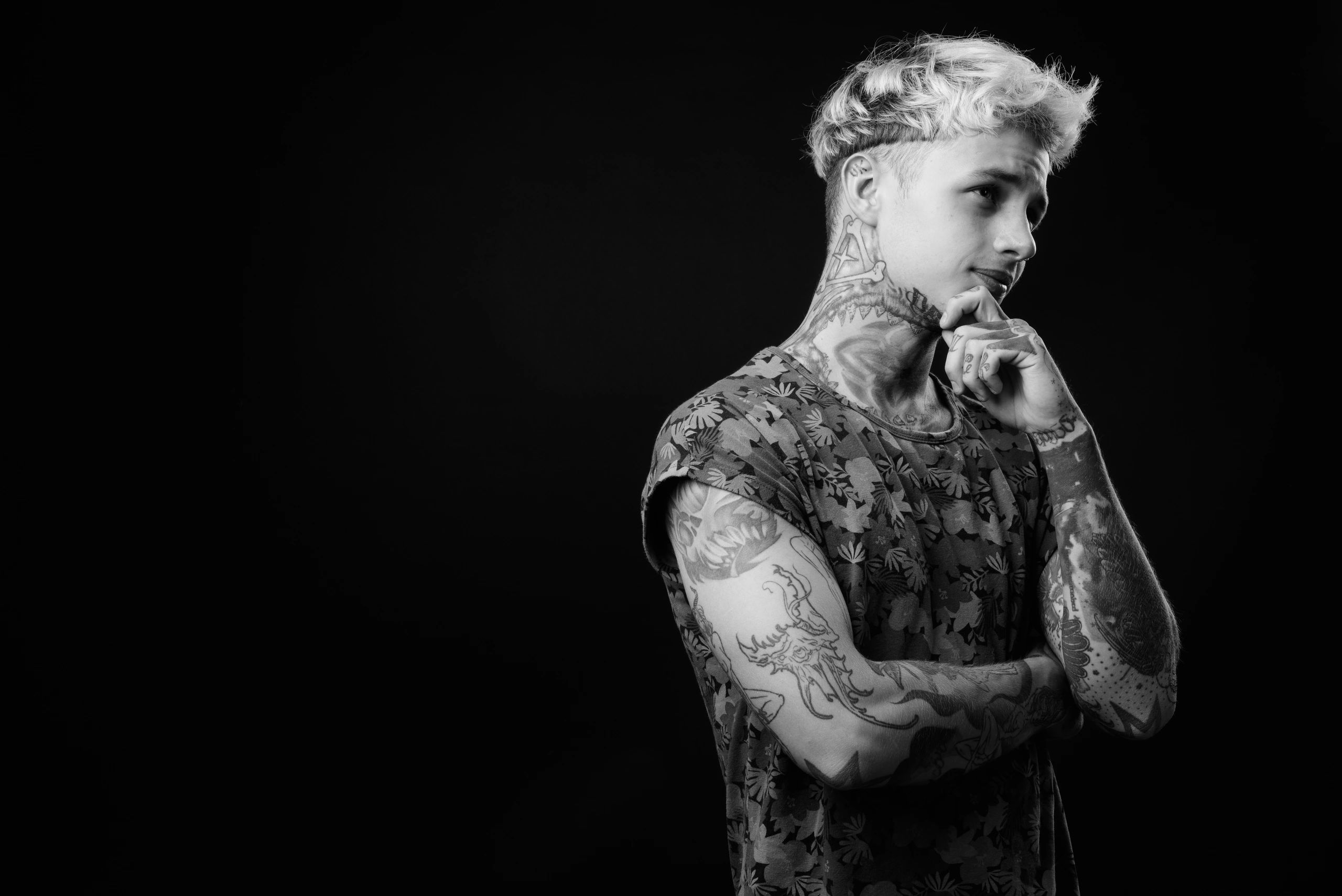 tattoo artist portrait black and white
